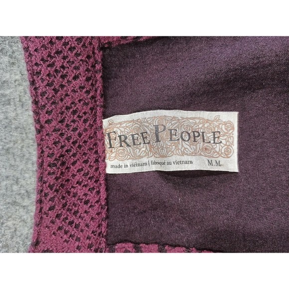 Free People Womens Bodycon Dress Medium Burgundy Crochet Lace Lined Stretch - Picture 8 of 9